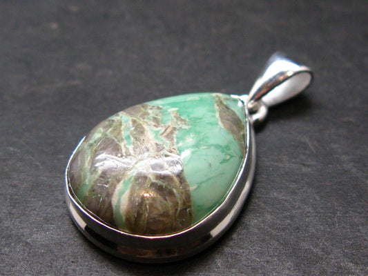 Rare Variscite Silver Plated Pendant from Utah - 1.4" - 6.79 Grams