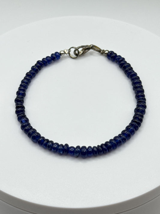 Faceted Blue Sapphire Bracelet: September Birthstone, Healing Crystal