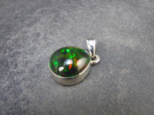 Rare Black Opal Sterling Silver Pendant from Australia - 0.7" - 1.86 Grams