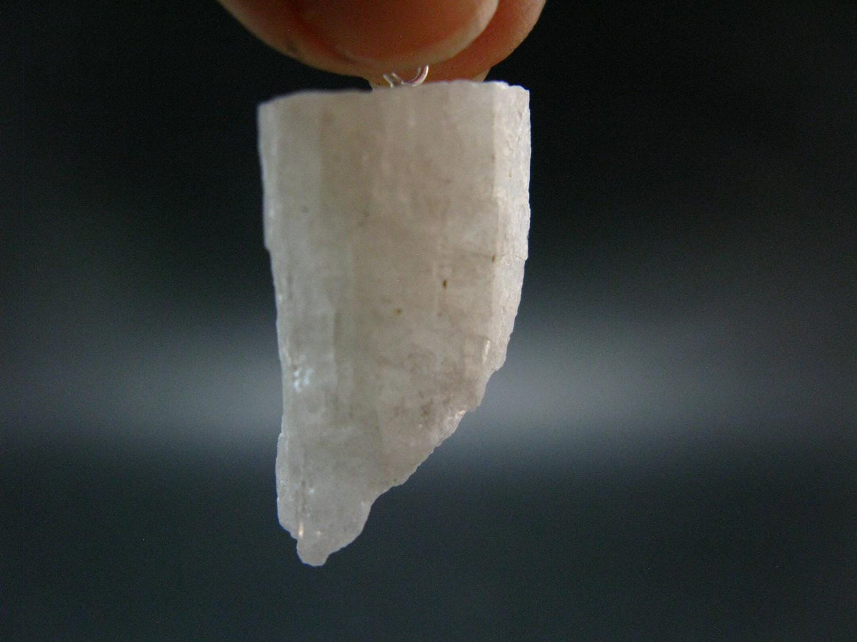Raw Rare Natrolite Crystal Silver Pendant From Brazil - 1.3" - 4.45 Grams