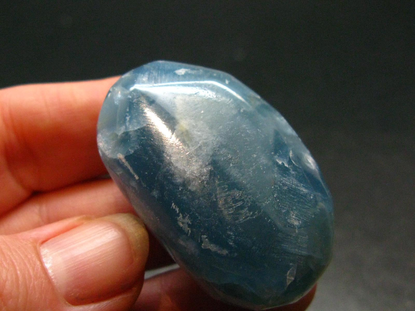 Nice Lemurian Aquatine Blue Calcite Tumbled From Argentina - 1.6" - 27.30 Grams