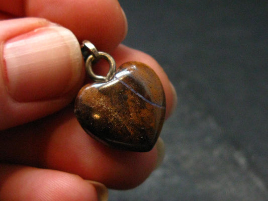 Rare Boulder Opal Heart Silver Pendant from Australia - 0.9" - 2.70 Grams