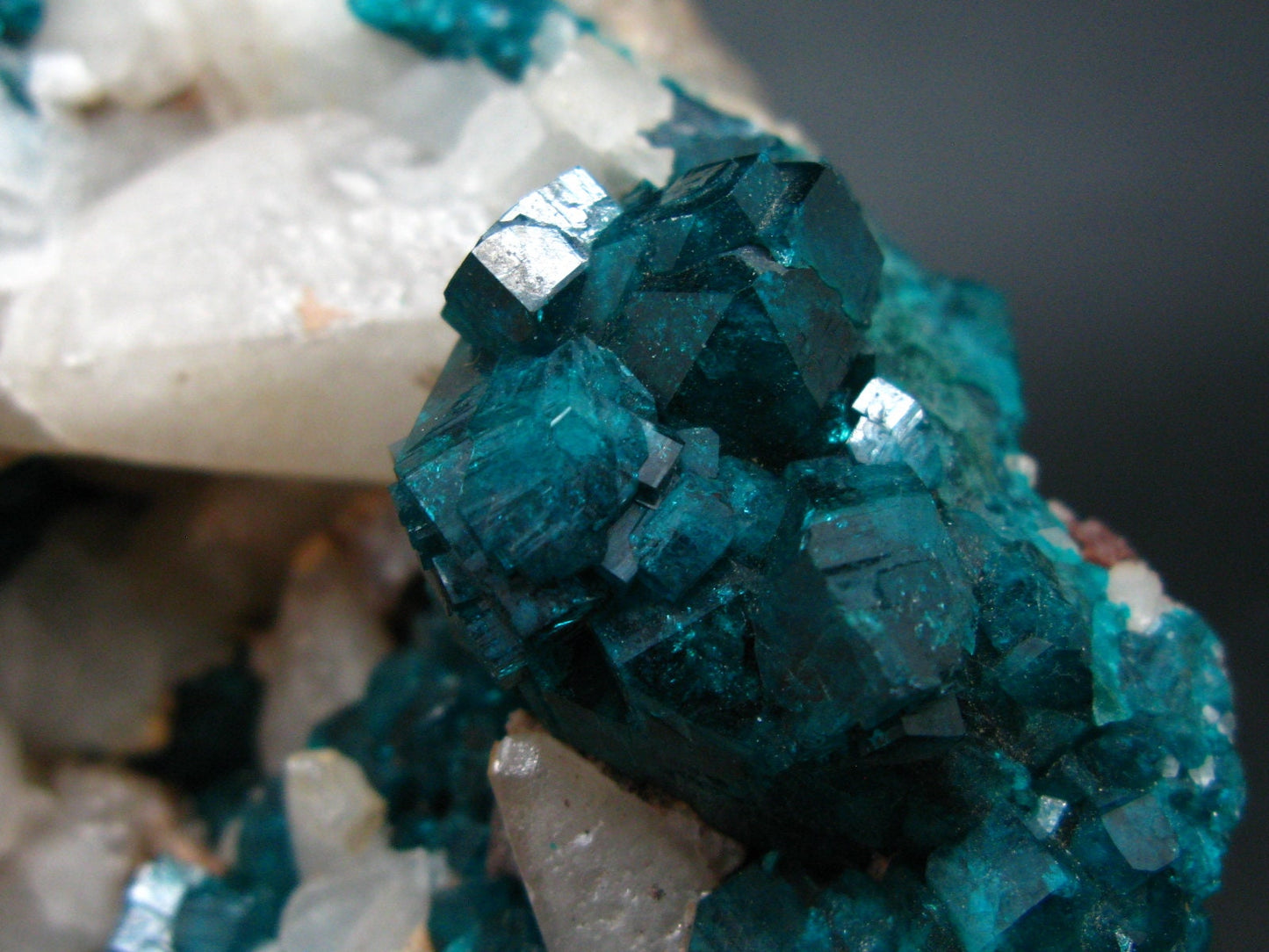 Stunning Dioptase with Calcite Cluster from Congo - 4.2"