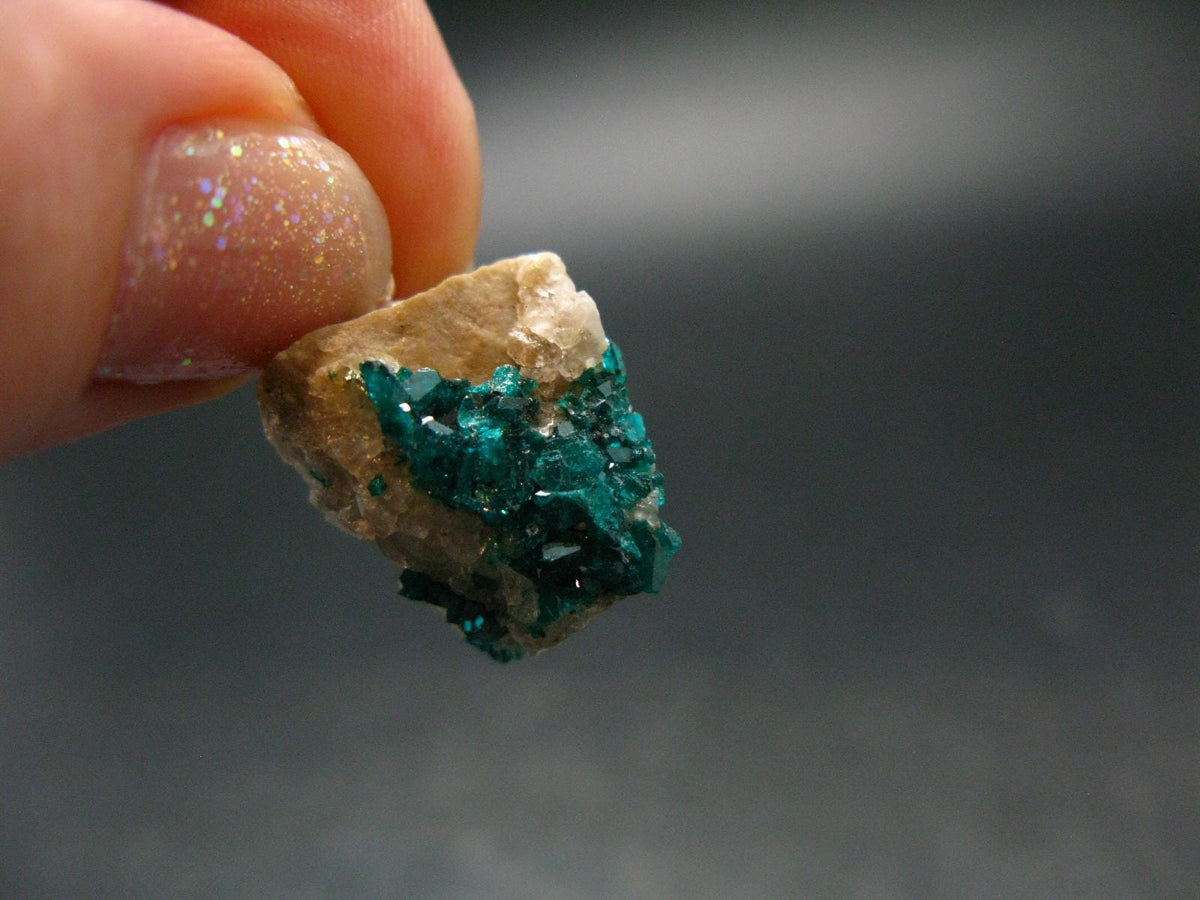 Dark Green Sparkling Gemmy Dioptase Silver Pendant from Kazakhstan - 0.9" - 3.55 Grams