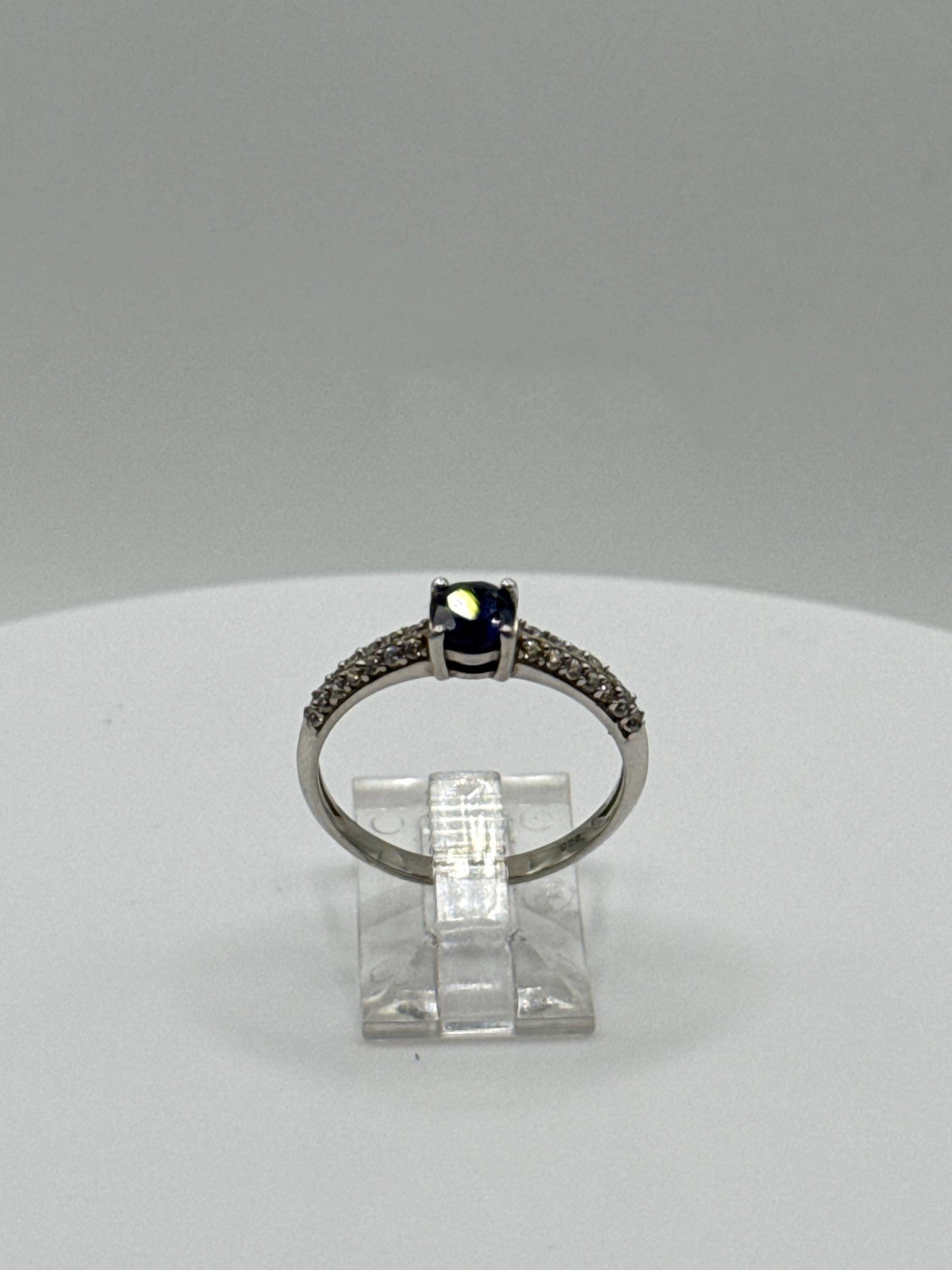 Blue Sapphire Sterling Silver Ring: September Birthstone, Size 8