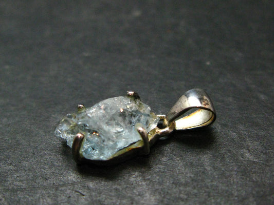 Fantastic Gemmy Aquamarine Crystal Silver Pendant From Brazil - 0.9" - 1.55 Grams