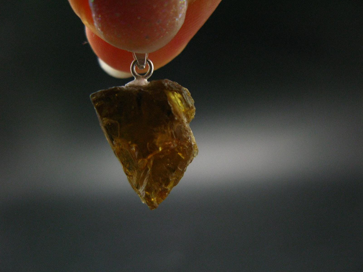 Rare Enstatite Crystal 925 Silver Pendant From Tanzania - 0.9" - 2.34 Grams