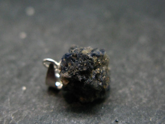 Gem Blue Sapphire Corundum Crystal Silver Pendant From Sri Lanka - 0.6" - 5.45 Carats
