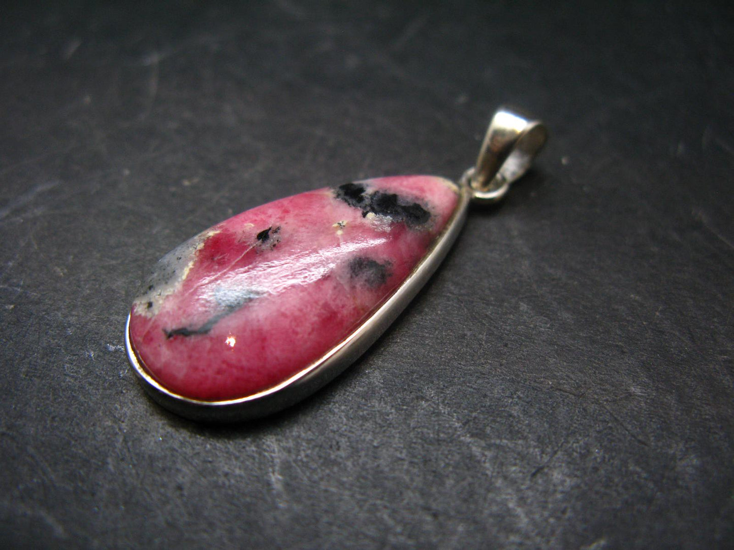 Rare Pink Tugtupite Sterling Silver Pendant From Greenland - 1.6" - 5.31 Grams
