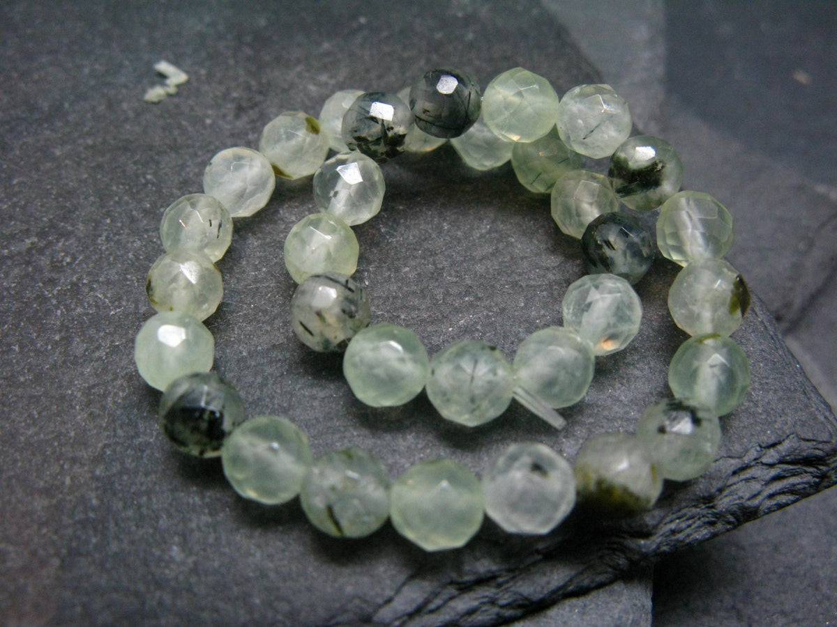 Prehnite & Epidote Genuine Bracelet ~ 7 Inches ~ 6mm Facetted Beads