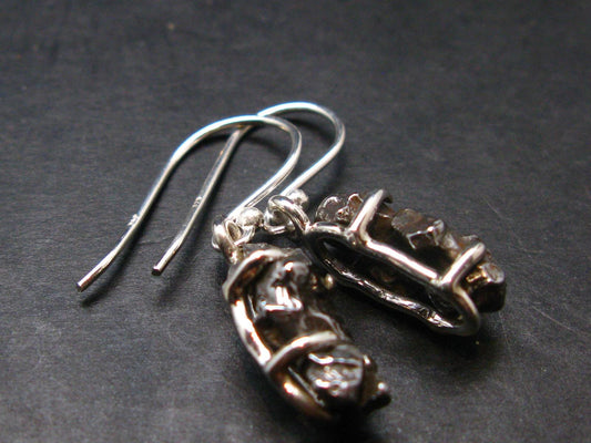 Raw Campo Del Cielo Meteorite Earrings In Silver From Argentina - 5.44 Grams