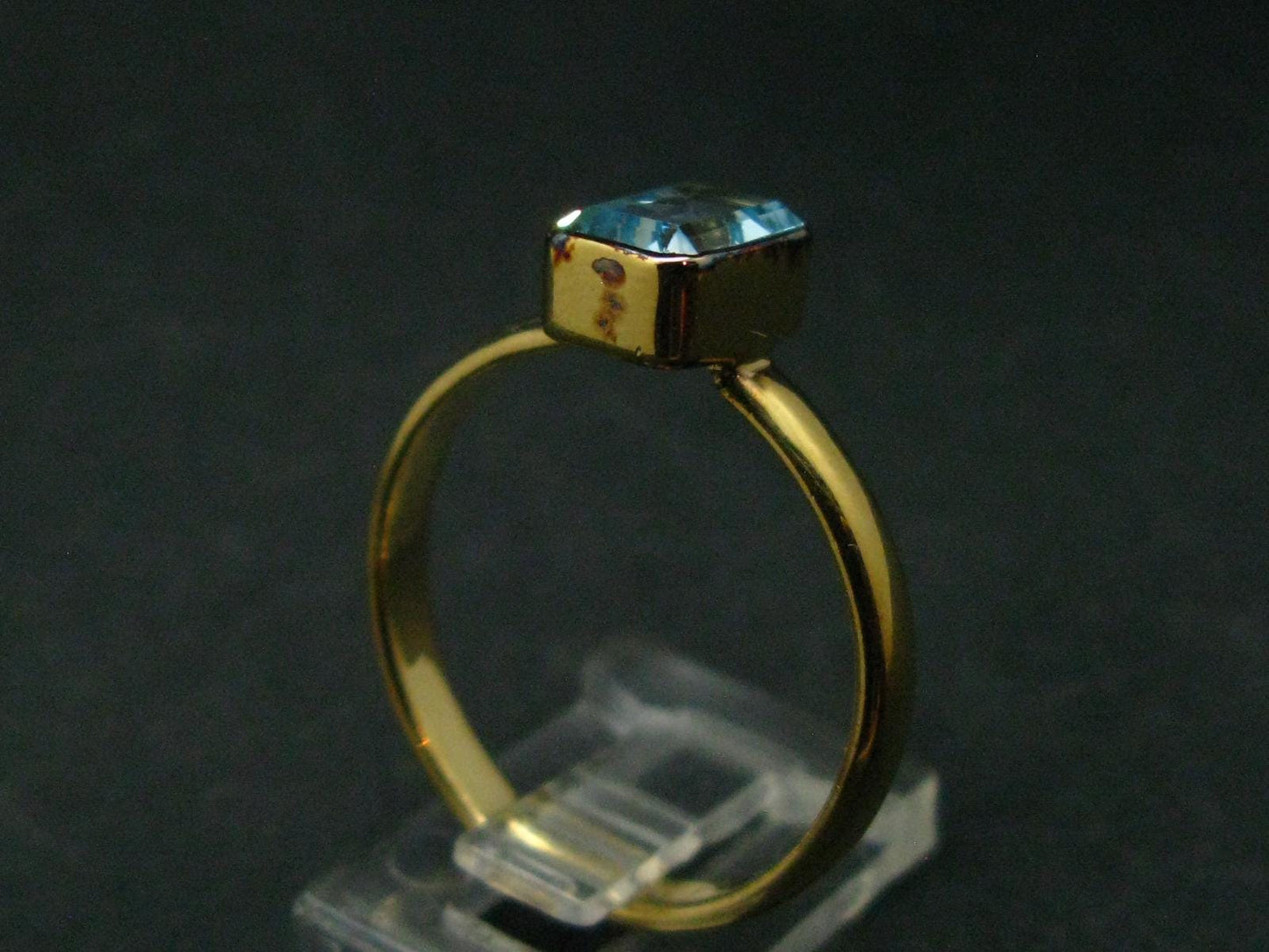 Natural Blue Topaz Sterling Silver Gold Plated Ring - 3.51 Grams - Size 11