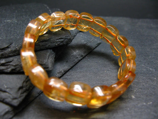 Citrine Genuine Bracelet ~ 6.5 Inches ~ 12mm Oval Beads