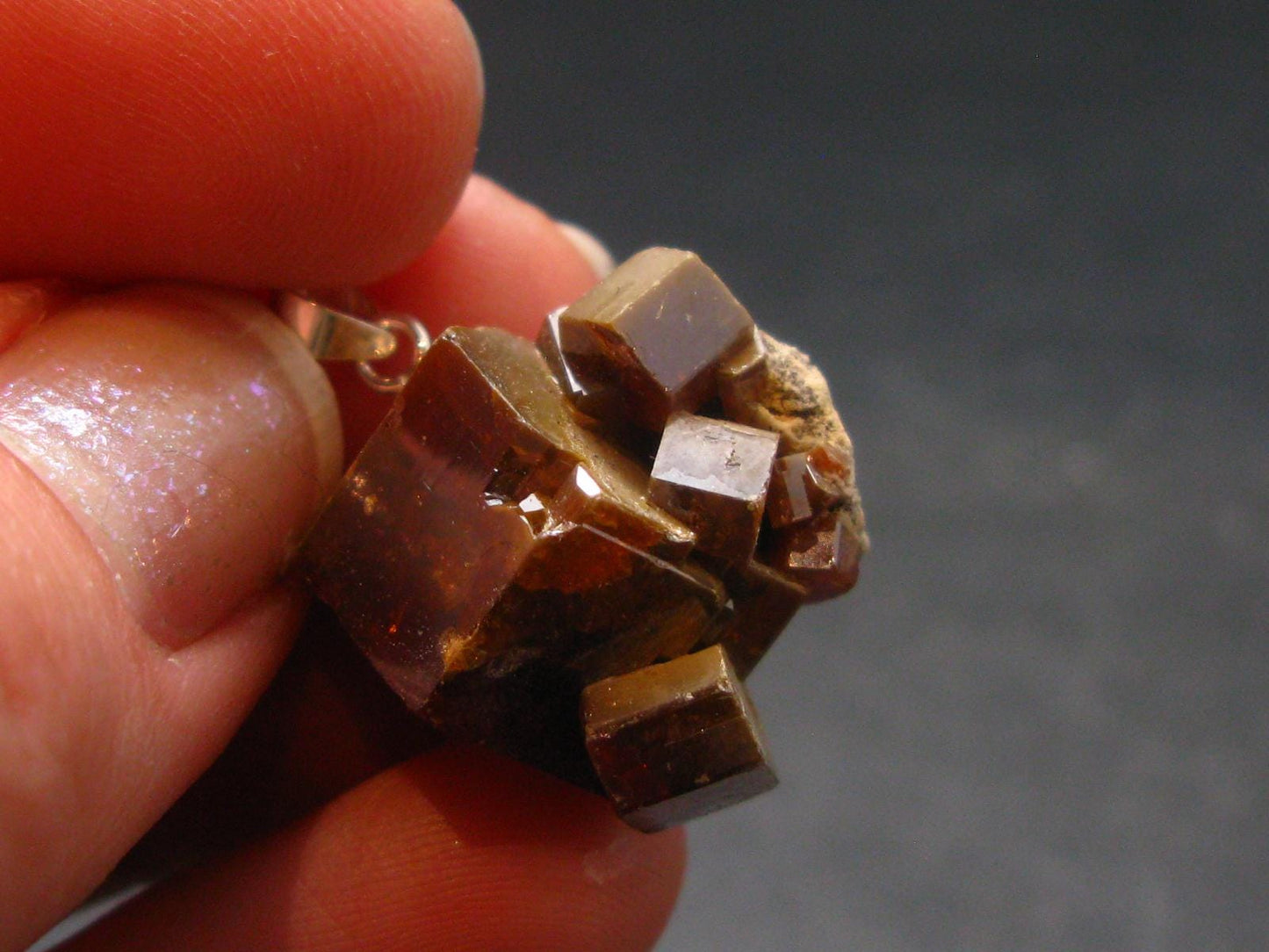Vanadinite Crystal Silver Pendant From Morocco - 1.0" - 11.75 Grams