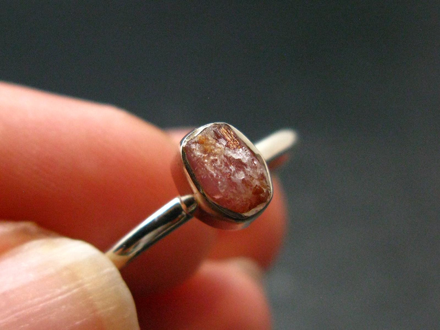 Pezzottaite Crystal Silver Ring From Madagascar - Size 7 - 1.93 Grams