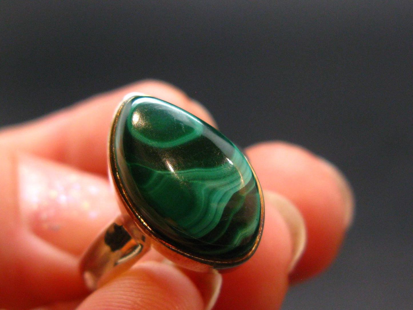 Malachite Silver Ring - 4.77 Grams - Size 5
