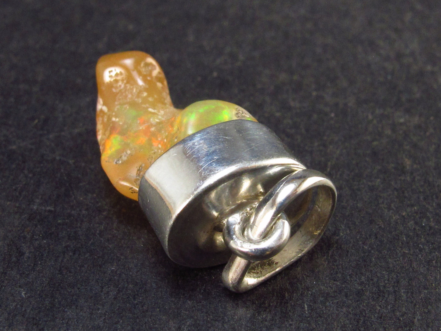 Opal Sterling Silver Pendant From Ethiopia - 1.2" - 2.5 Grams