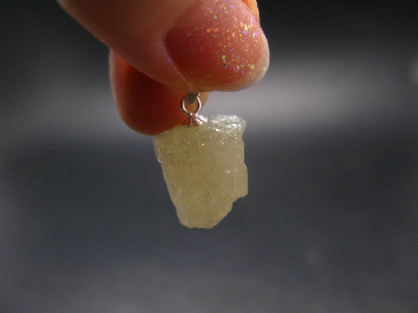 Amblygonite Silver Pendant from Brazil - 0.8" - 2.97 Grams