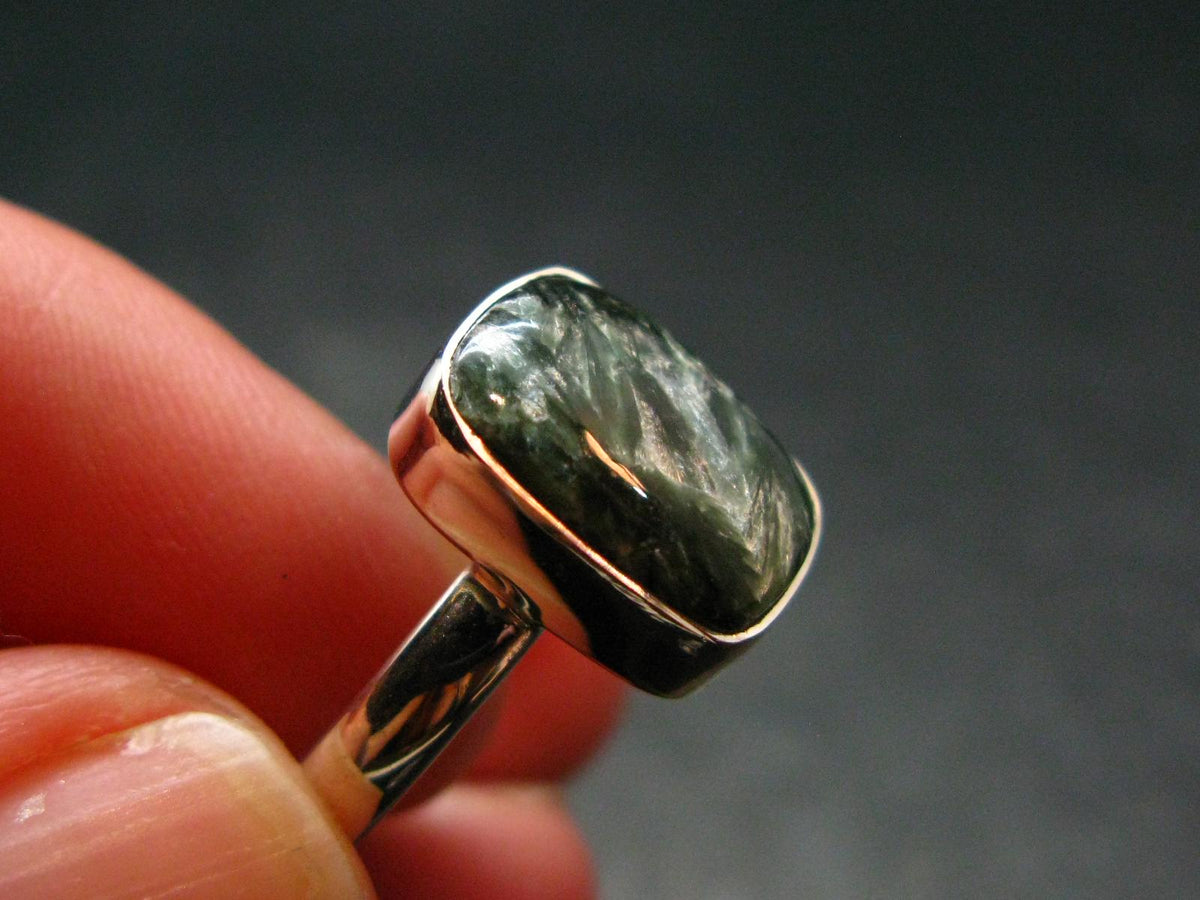 Seraphinite Clinochlore Angel Wings 925 Silver Ring From Russia - 2.70 Grams - Size 8