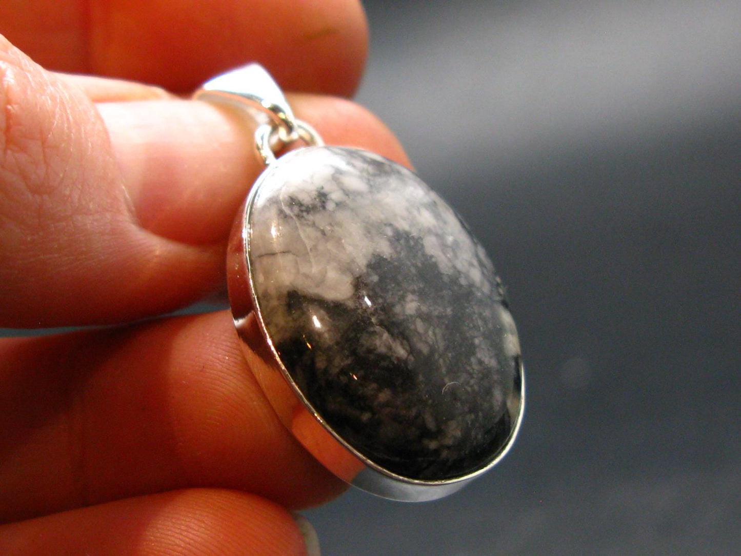 Pinolite Silver Plated Pendant from Austria - 1.4" - 5.65 Grams