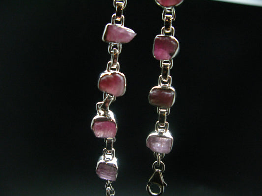 Pink Tanzanite Silver Bracelet From Tanzania - 7" - 15.7 Grams