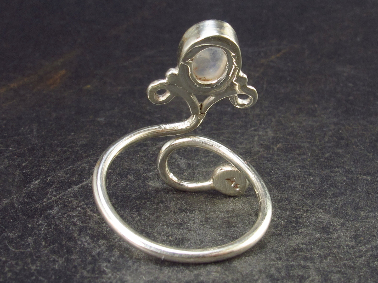 Natural Oval Shaped Glow From Inside Moonstone 925 Silver Ring - Size Adjustable - 2.9 Grams