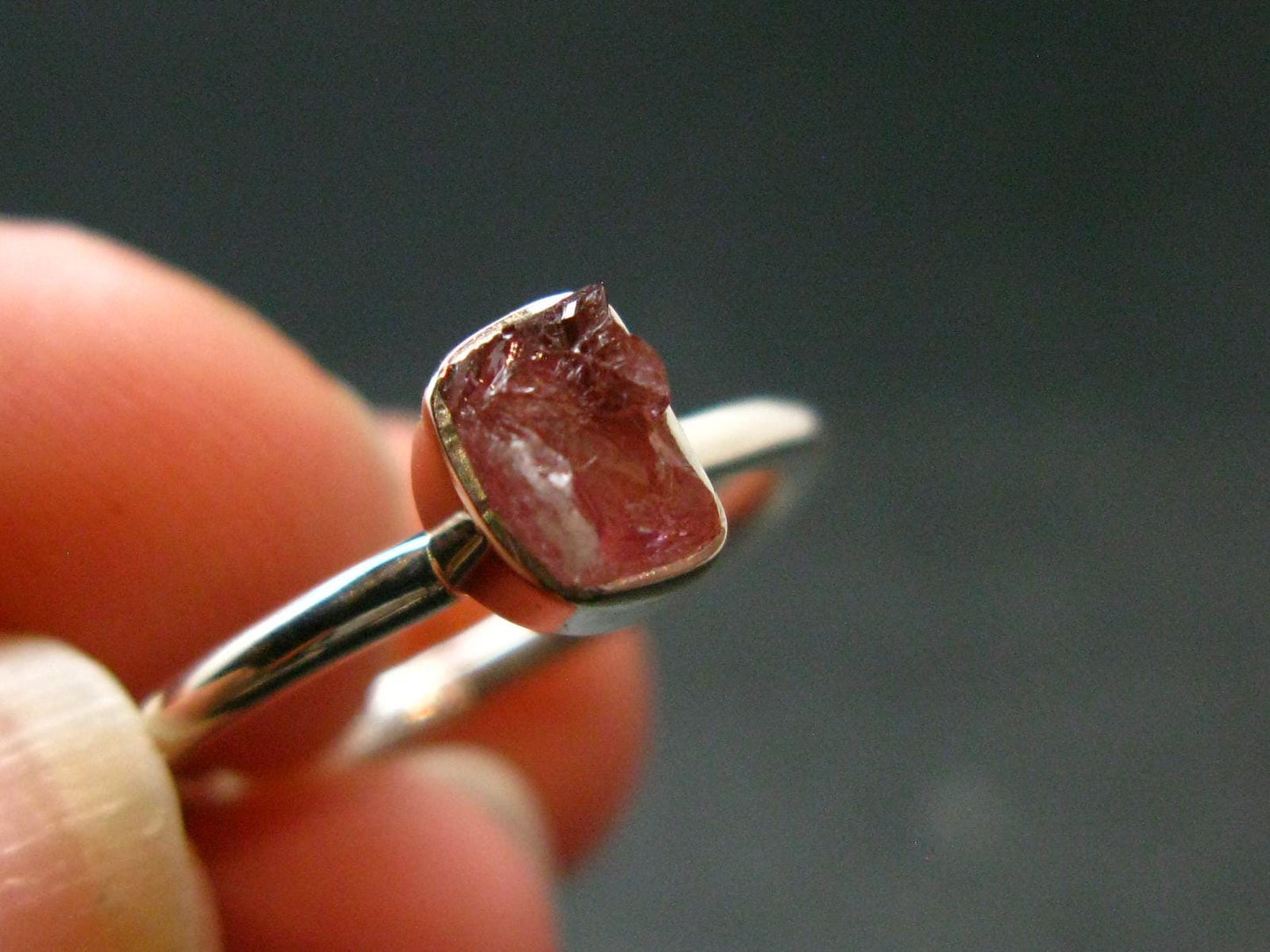 Pezzottaite Crystal Silver Ring From Madagascar - Size 6 - 1.81 Grams