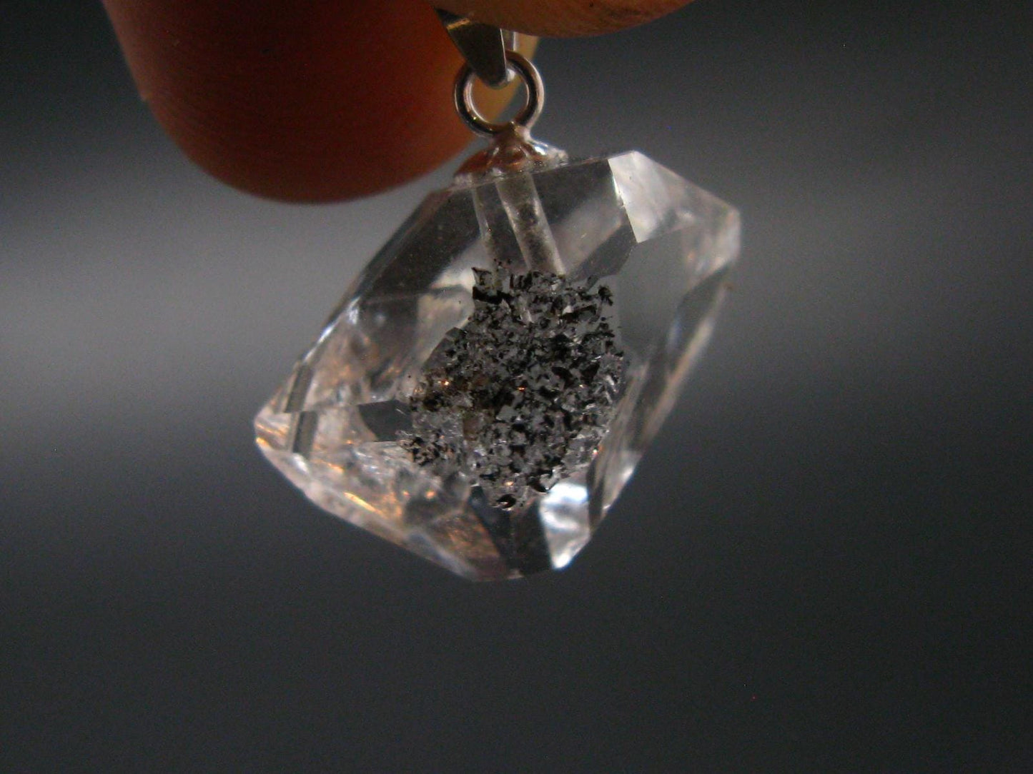 Fine Natural Herkimer Diamond Silver Pendant From New York 0.8" - 2.39 Grams