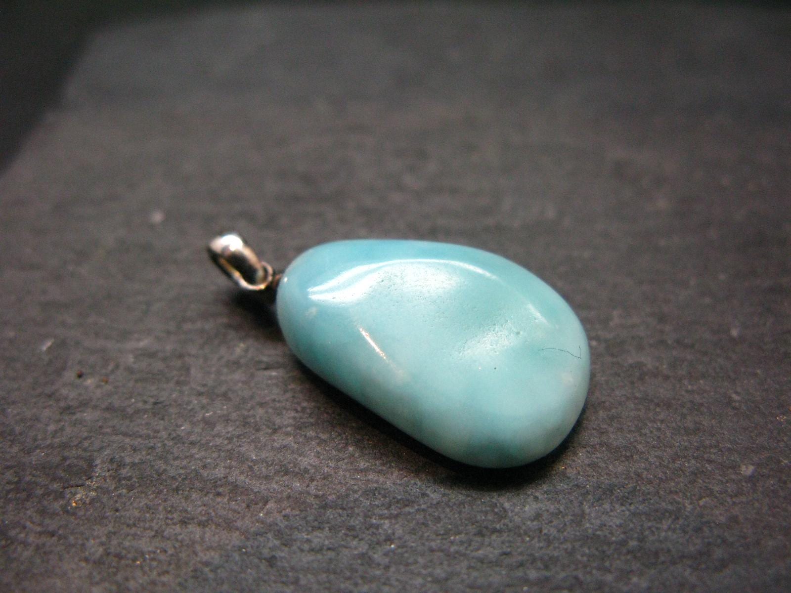 Rare Blue Larimar Pectolite Silver Pendant From Dominican Republic  Grams