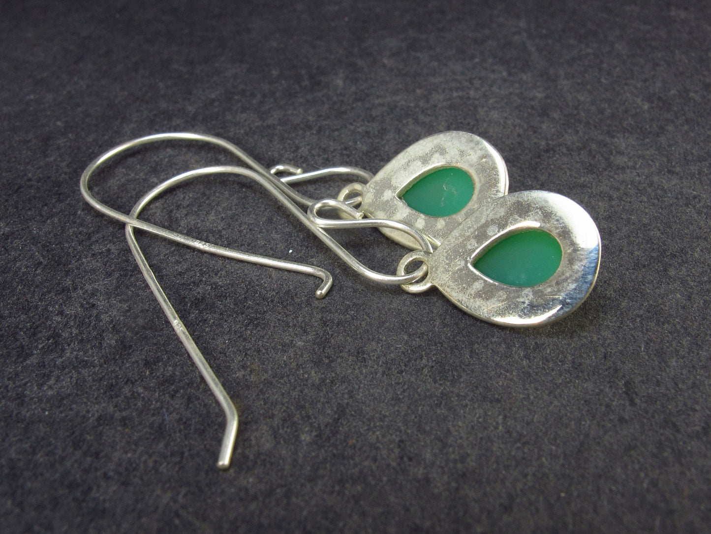 Stone of Venus!! Elegant Natural Chrysoprase 925 Sterling Silver Dangle Earrings - 3.17 Grams