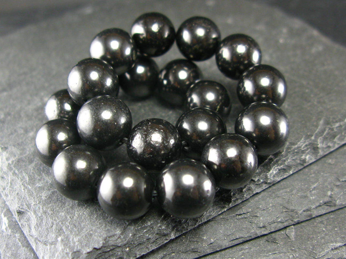 Shungite Genuine Bracelet ~ 7 Inches ~ 10mm Round Beads