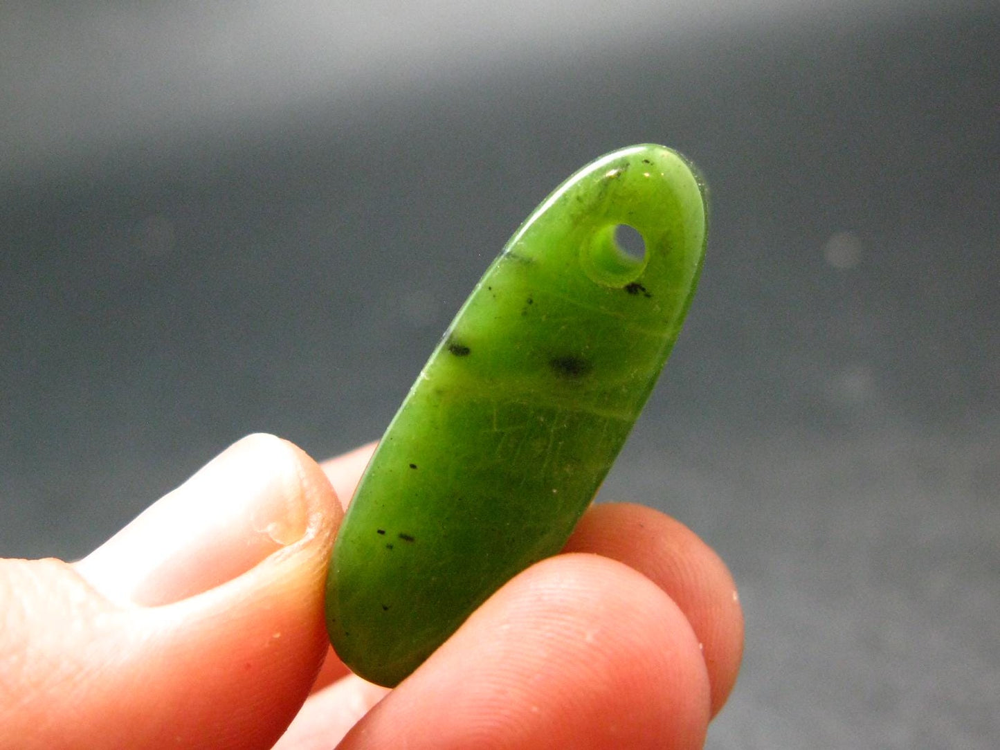 Nephrite Jade 1.2" Pendant From Canada (Metal Free) - 15.46 Grams