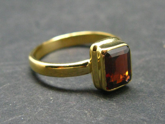 Red Garnet Gold Plated Sterling Silver Ring - Size 8 - 3.28 Grams