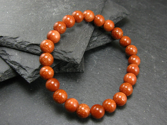 Goldstone Genuine Bracelet ~ 7 Inches ~ 8mm Round Beads