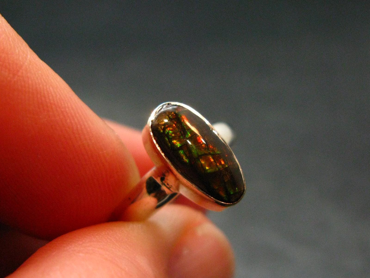 Ammolite Amolite Sterling Silver Ring From Canada - 3.05 Grams - Size 6