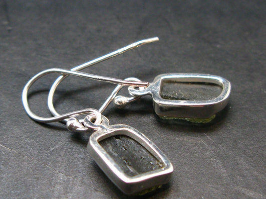 Moldavite Tektite Silver Earrings from Czech Republic - 2.34 Grams
