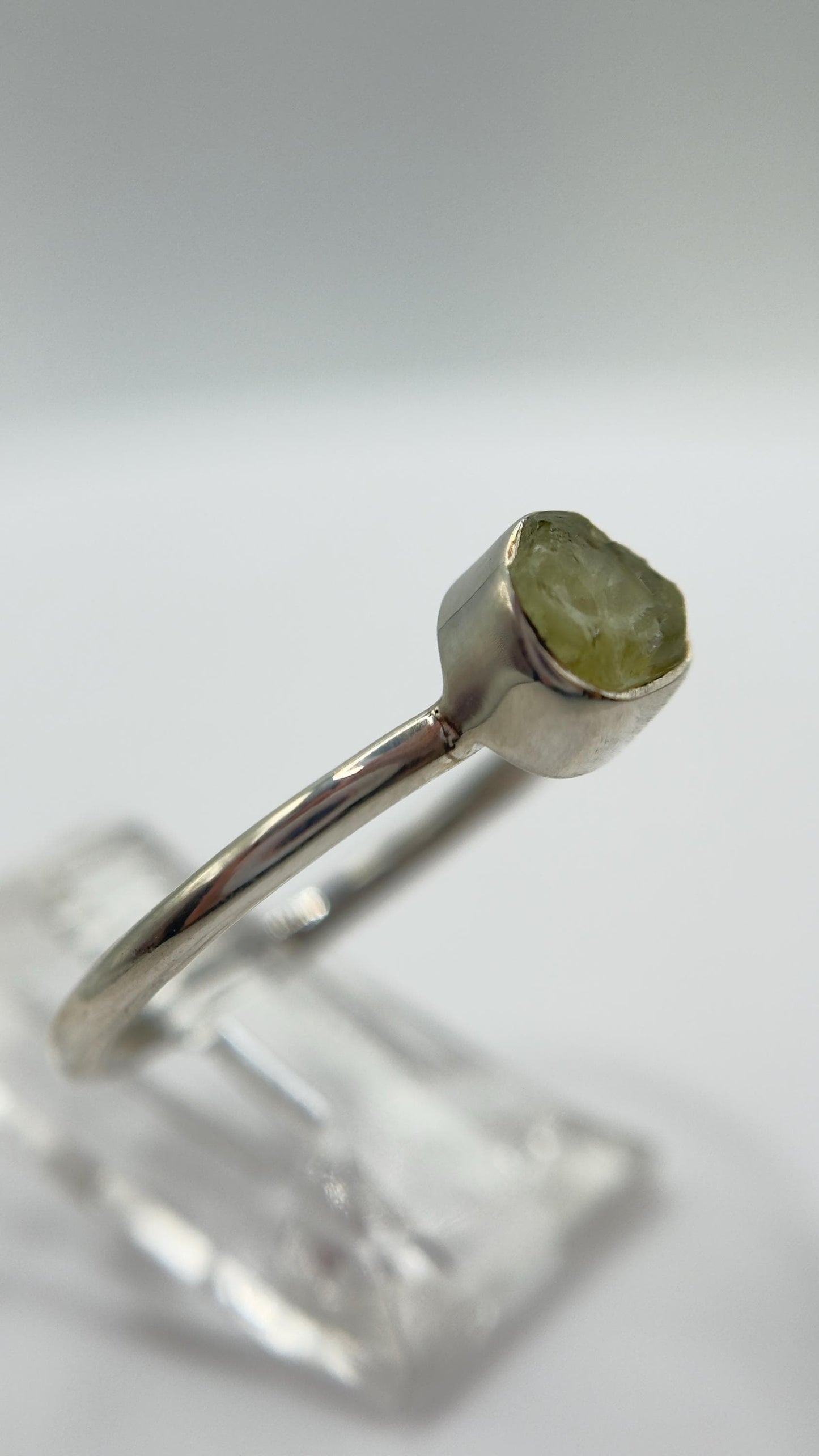 Chrysoberyl Raw Stone Ring Gemstone Silver Minimalist Jewelry Natural Crystal Gift - Sizes: 6, 7, 8
