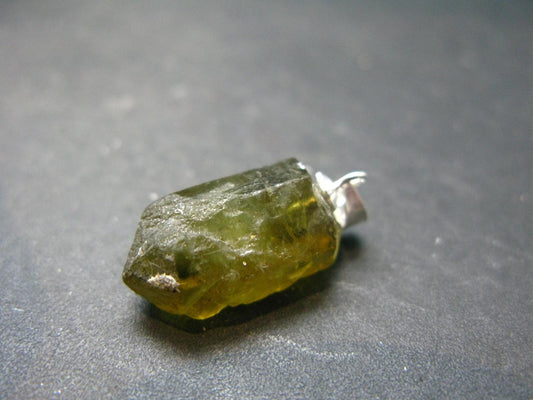 Green Apatite Crystal Silver Pendant From Portugal - 2.7" - 3.72 Grams