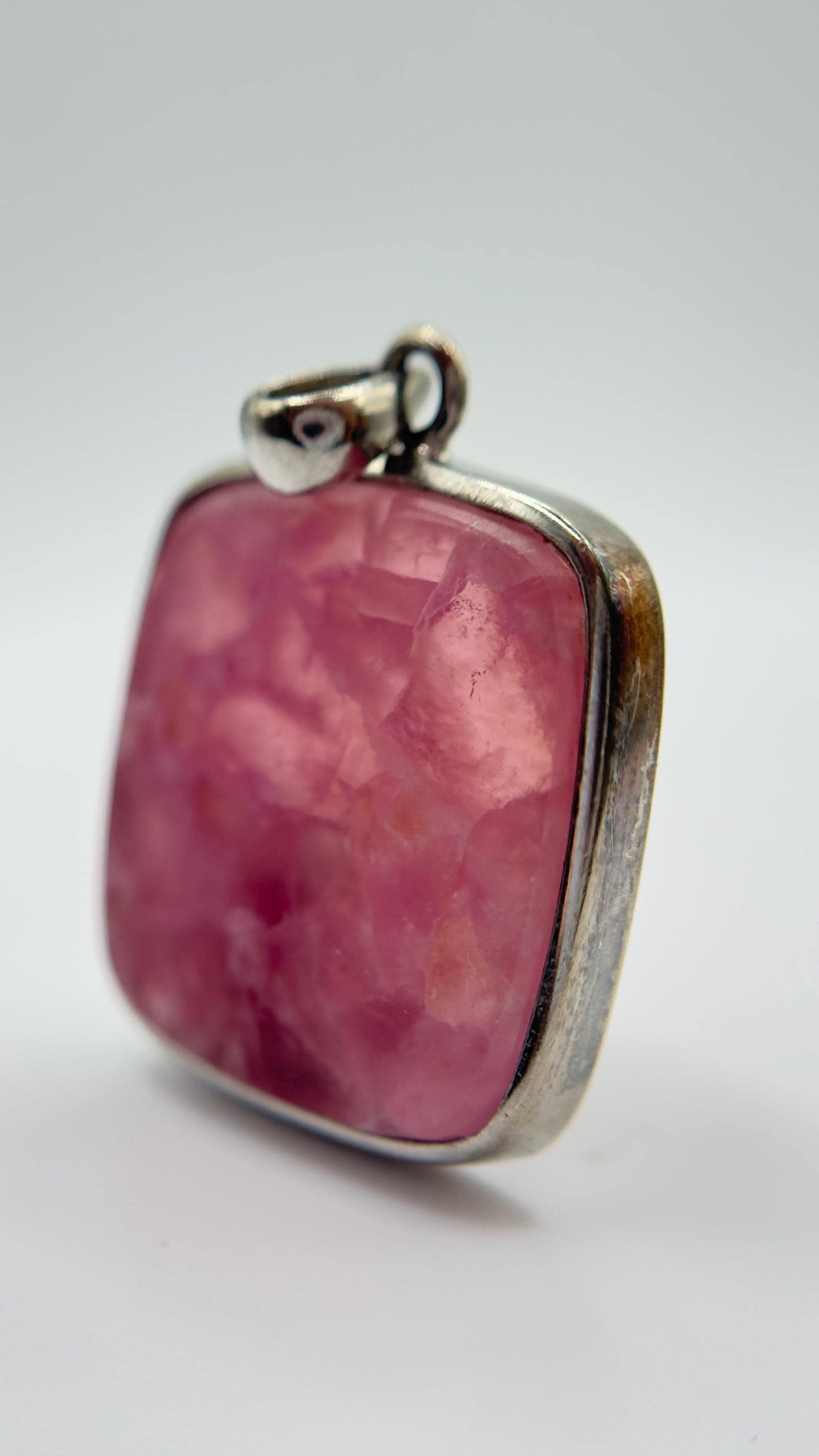 Cobalto Calcite Pendant Pink Gemstone Silver Necklace Natural Crystal Jewelry Healing Stone Gift