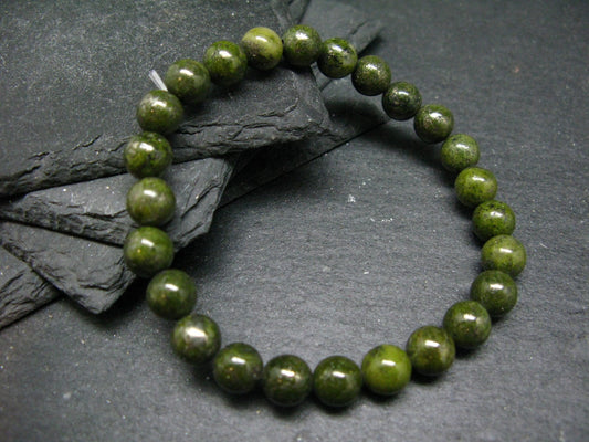 Epidote Genuine Bracelet ~ 7 Inches ~ 8mm Round Beads