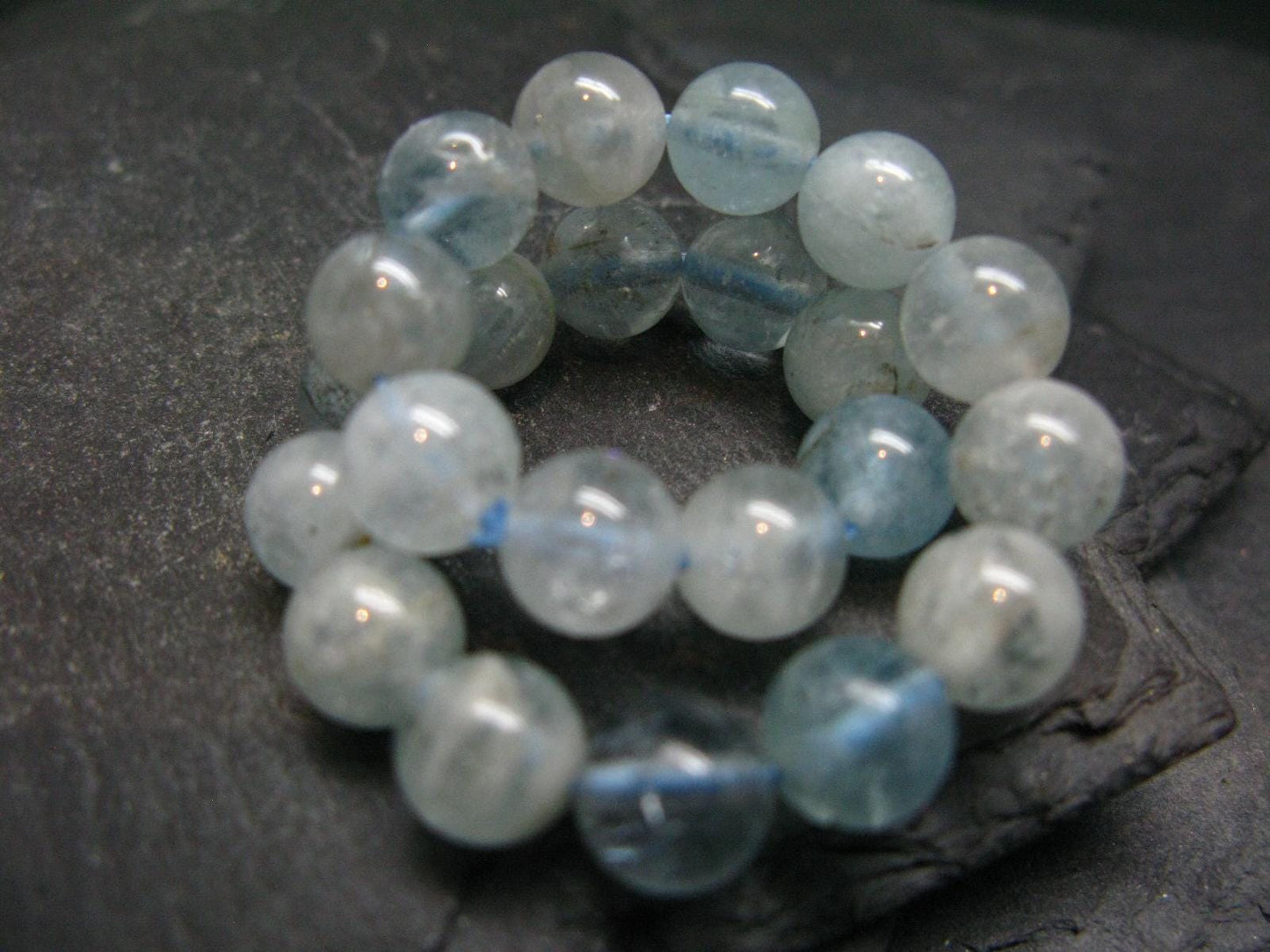 Aquamarine Genuine Bracelet ~ 7 Inches ~ 8mm Round Beads