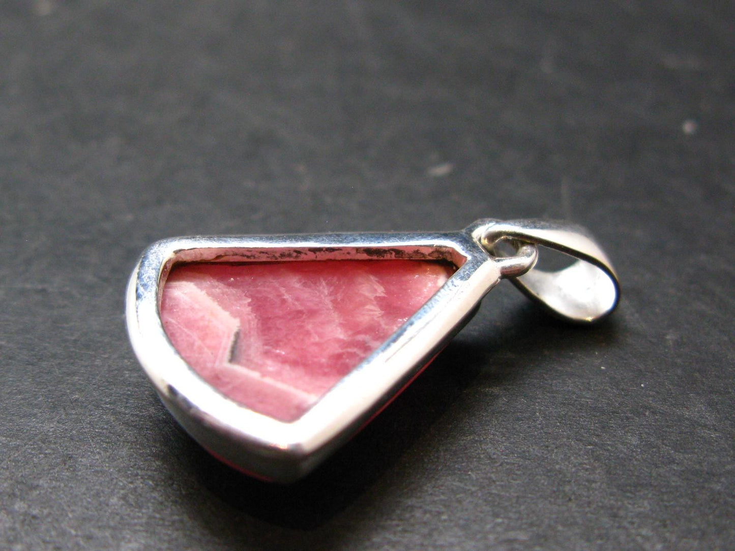 Rhodochrosite Silver Plated Pendant From Argentina - 1.2" - 5.81 Grams