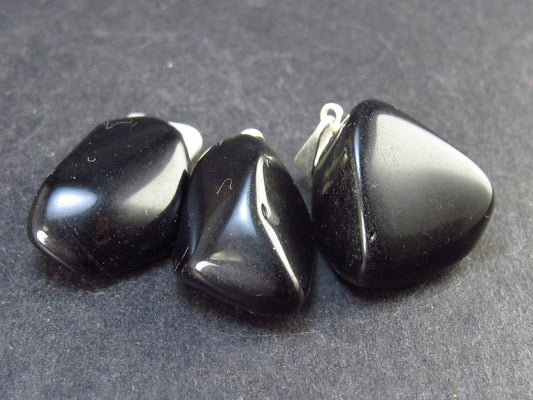 Set of 3 Natural Black Onix Pendant From Brazil