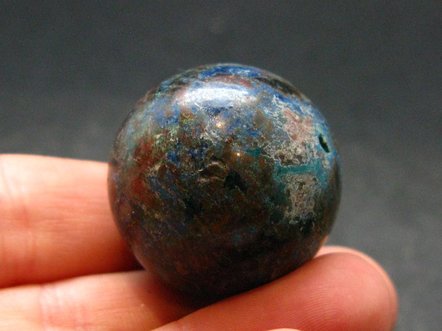 Quantum Quattro Sphere - Malachite Shattuckite Chrysocola Dioptase - 1.1" - 31.88 Grams