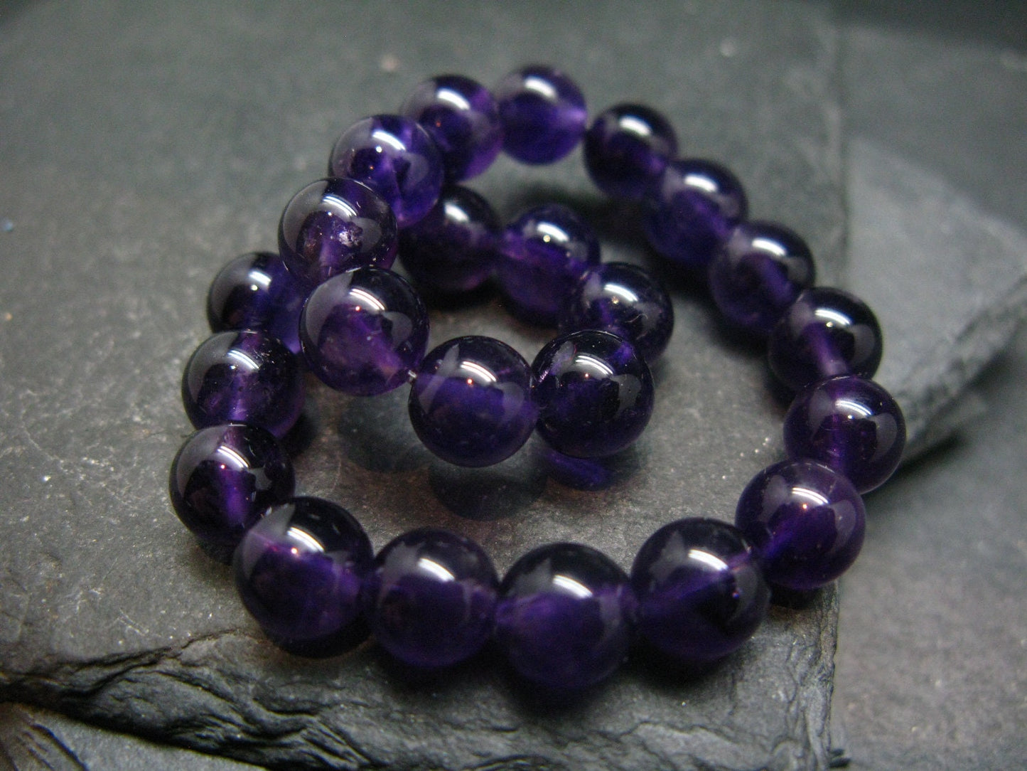 Amethyst Genuine Bracelet ~ 7 Inches ~ 8mm Round Beads