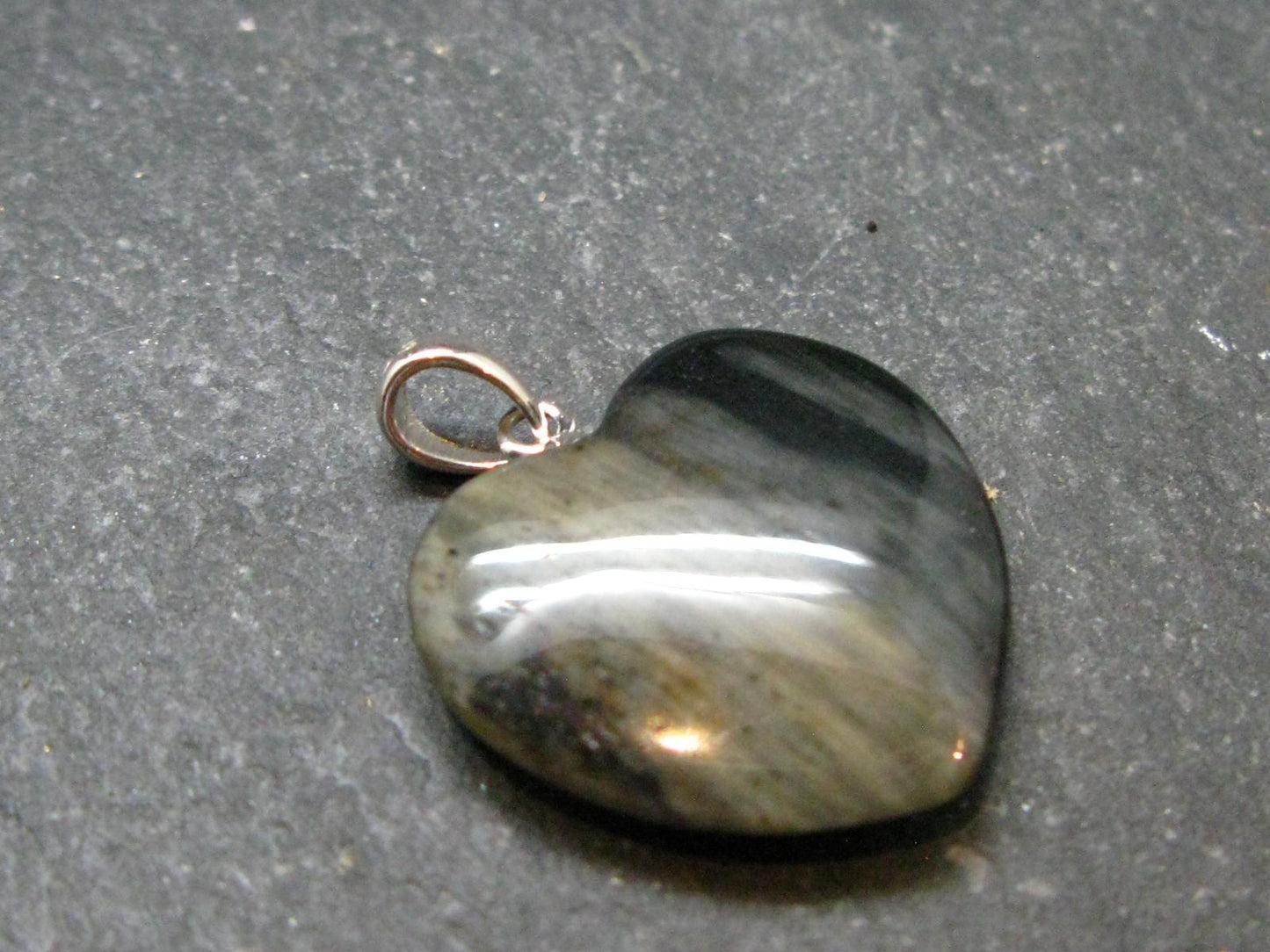 Rare ISUA Stone Silver Heart Pendant From Greenland - 1.0" - 3.07 Grams