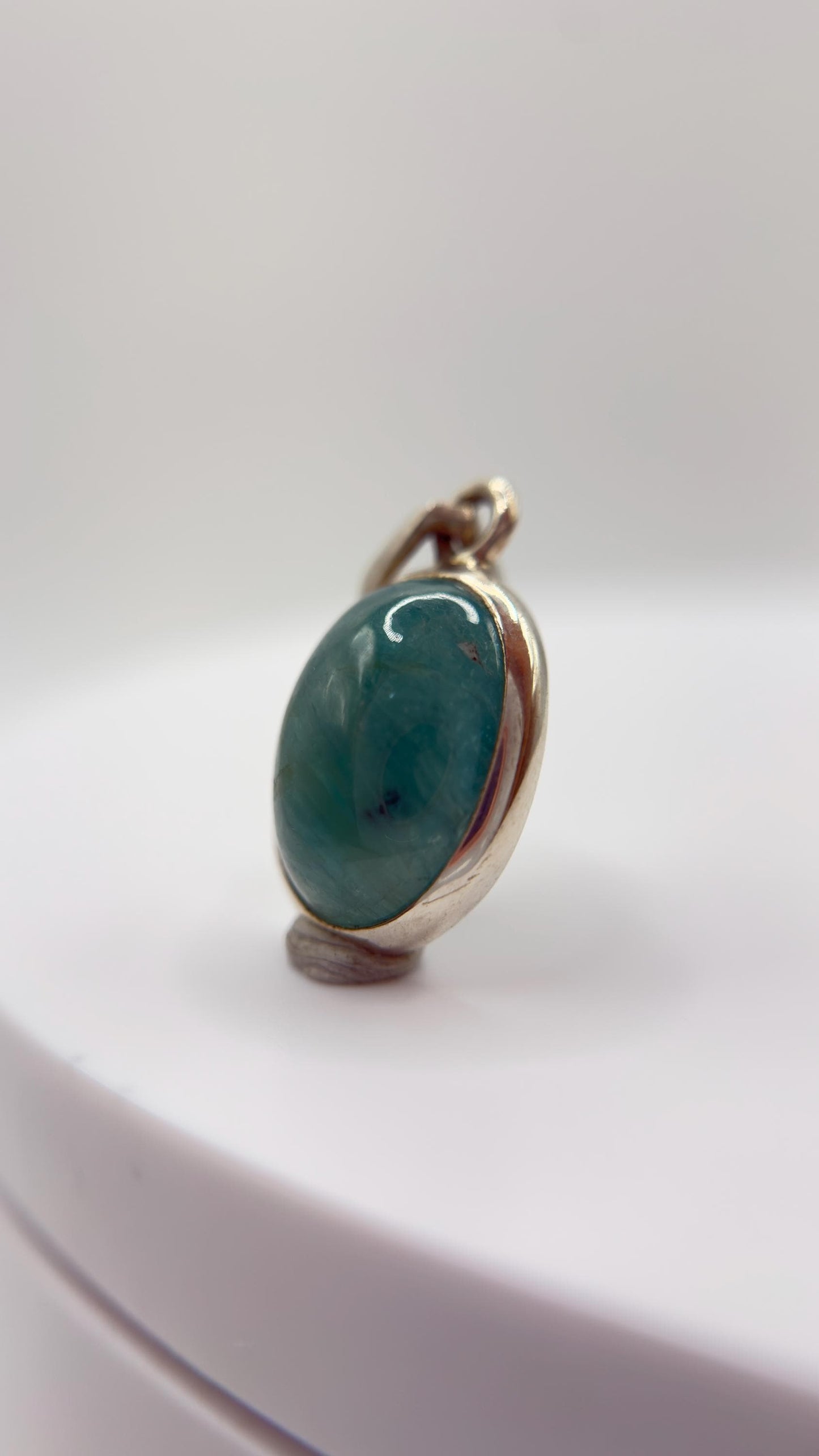 Grandidierite Pendant Blue Green Cabochon Gemstone Silver Necklace Natural Crystal Jewelry Gift