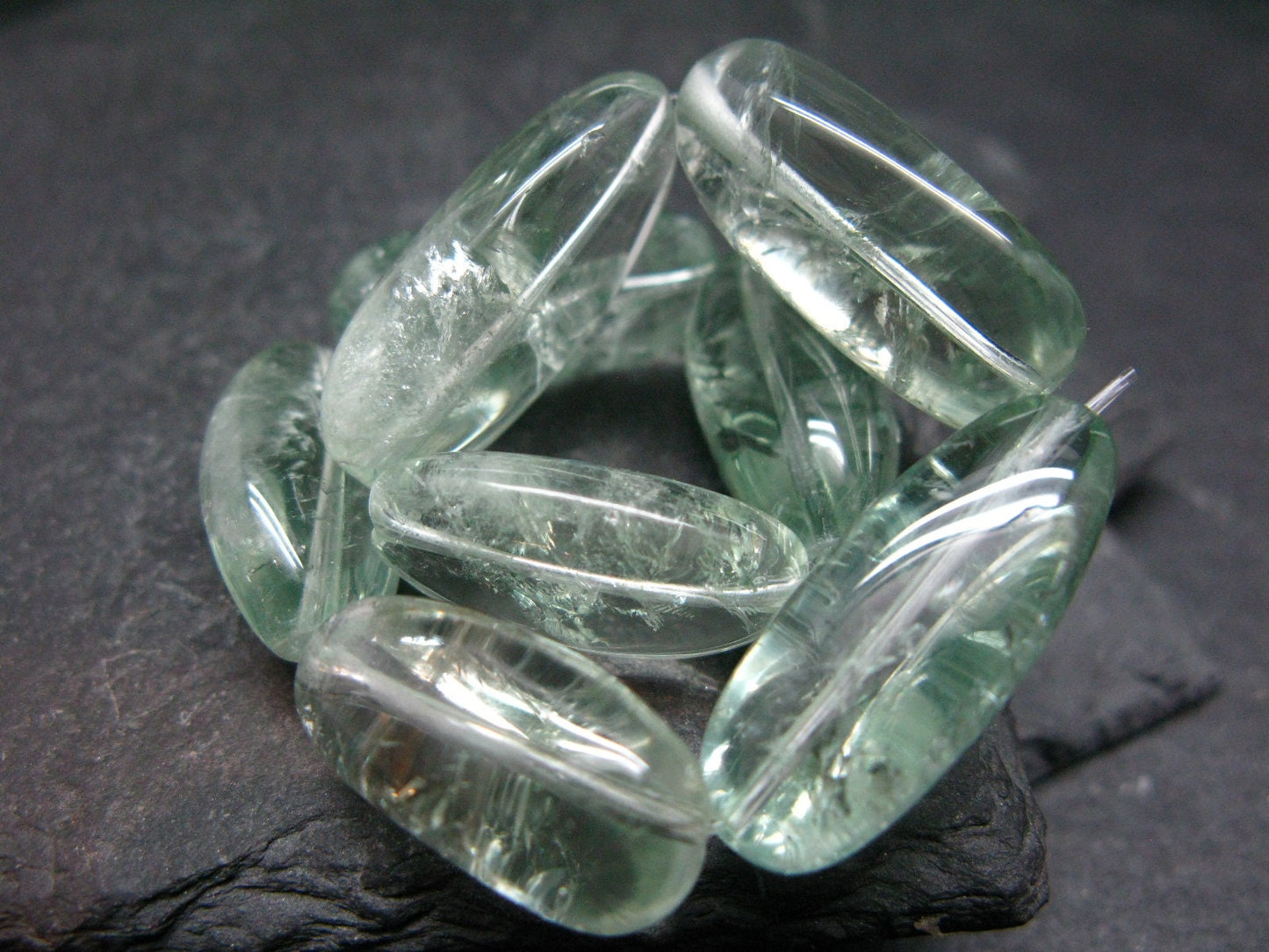 Prasiolite Green Amethyst Genuine Bracelet ~ 7 Inches ~ 22mm Tumbled Beads