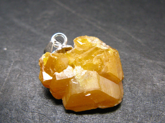Wulfenite Crystal Silver Pendant From Arizona, USA - 0.8" - 2.67 Grams