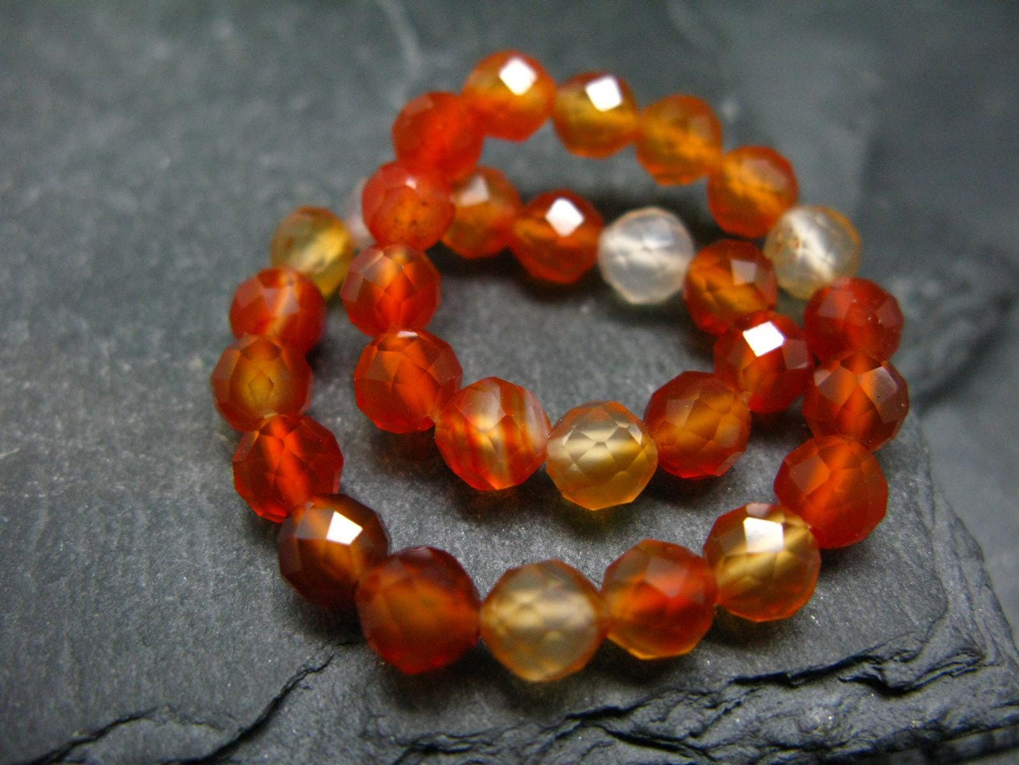 Carnelian Genuine Bracelet ~ 7 Inches ~ 6mm Facetted Beads